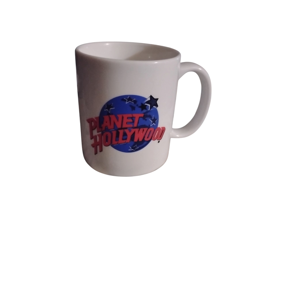 Planet Hollywood Novelty Coffee Mug White w. Graphic Emblem In Center Handled